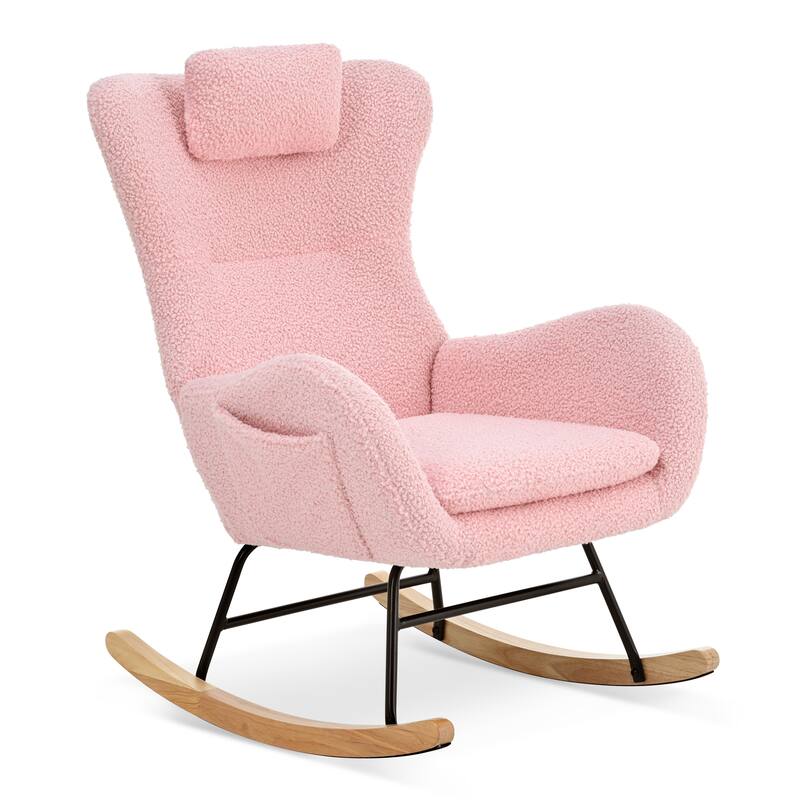 26.38" High Back Rocking Chair with Pocket