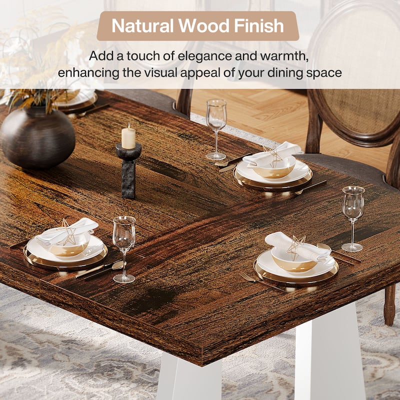 Oak Large Dining Table Wood Rectangular Kitchen Table for Dining Room