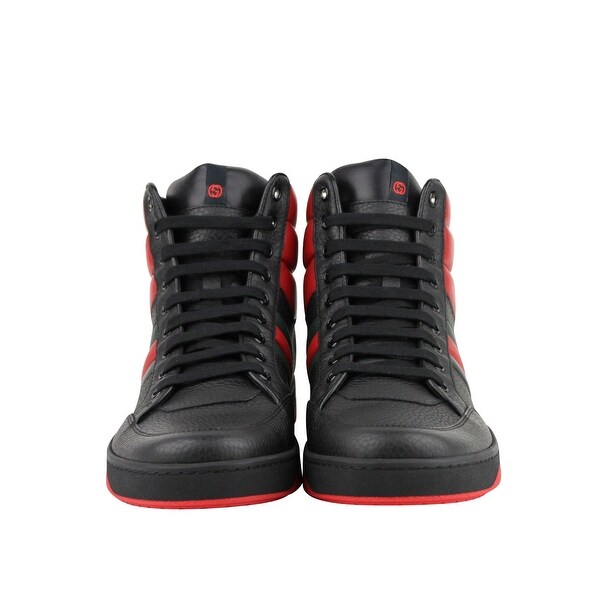 mens gucci black leather high top sneakers