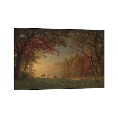 iCanvas "Indian Sunset - Deer By A Lake, c.1880-90" by Albert Bierstadt Canvas Print