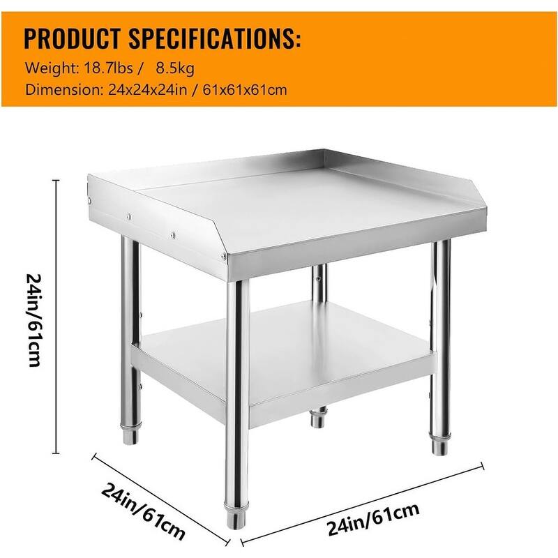 Stainless Steel Grill Stand Table with Adjustable Storage Undershelf