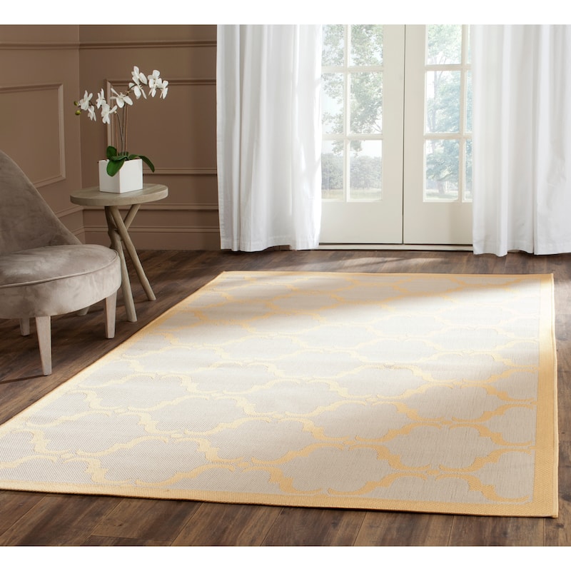 SAFAVIEH Courtyard Charleen Indoor/ Outdoor Waterproof Patio Backyard Rug - 8' x 11' - Beige/Yellow