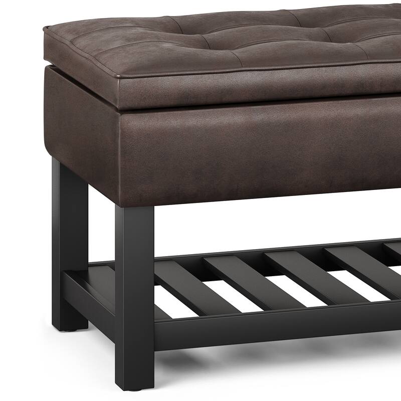 Storage Ottoman Bench with Open Bottom - Dark Brown