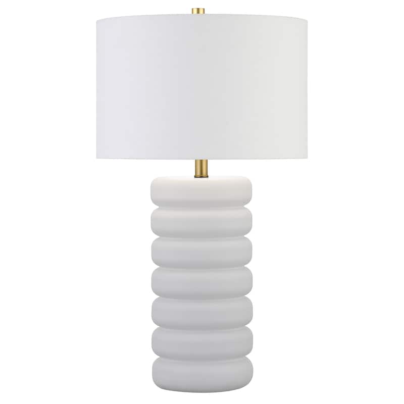 Zelda 25" Tall Glass Bubble Body Table Lamp with Fabric Shade