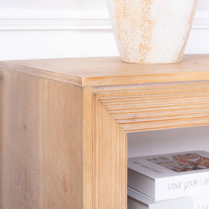 Modern Farmhouse Rustic Solid Wood Console Table with Storage Shelf