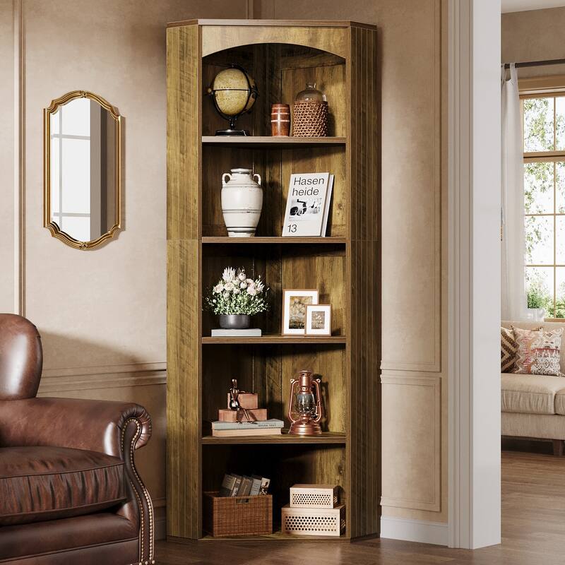 70.9" Corner Storage Cabinet, Corner Shelf Bookshelf Bookcase, Living Room Bedroom Kitchen Home Office Accent Cabinet