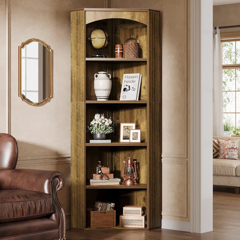 Corner Storage Cabinet, Corner Shelf Bookshelf Bookcase Display Rack, Living Room Bedroom Kitchen Home Office