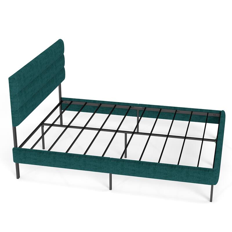 Queen Size Upholstered Platform Bed with Headboard and 14'' Underbed Storage