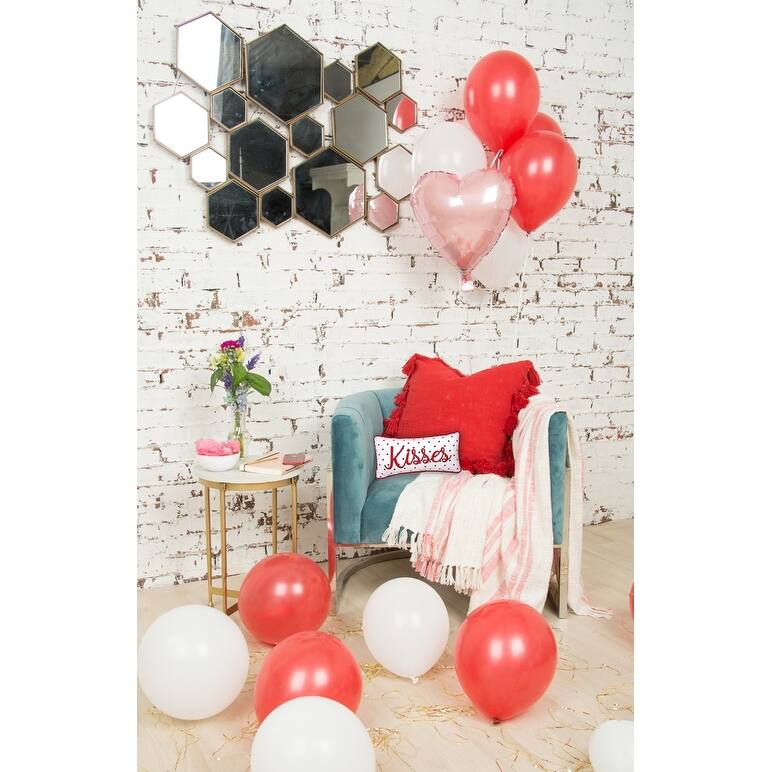 6" x 12" Kisses Dot Petite Accent Pillow Valentine's Day Printed and Embroidered