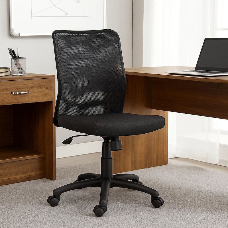 Lene Black Rolling Task Chair, Adjustable Tilt Tension Mechanism and Lock