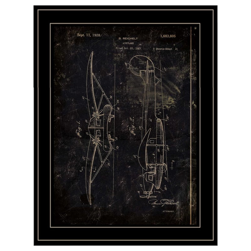 TrendyDecor4U Contemporary "Airplane Patent II" Framed Print Wall Art by Cloverfield & Co