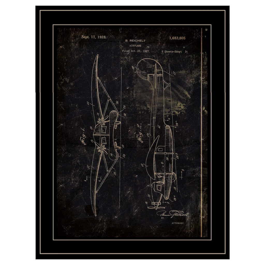 TrendyDecor4U Contemporary "Airplane Patent II" Framed Print Wall Art by Cloverfield & Co