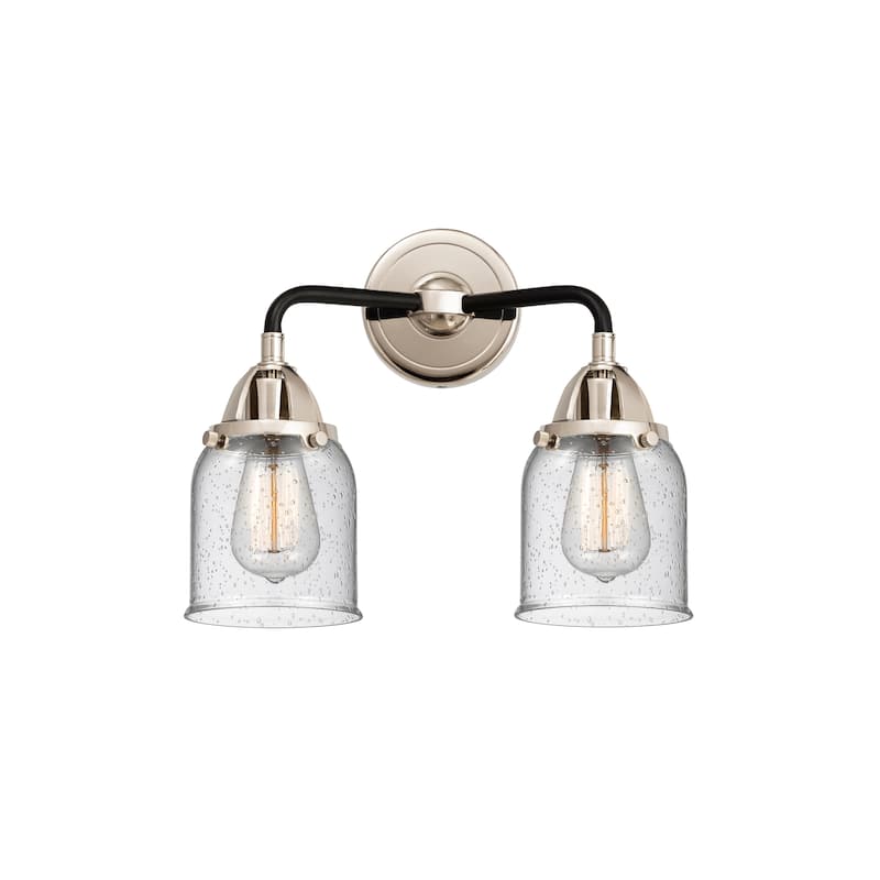 Innovations Lighting Nouveau 2 Bell - 2 Light 13" Bath Vanity Light - Black Polished Nickel/Seedy