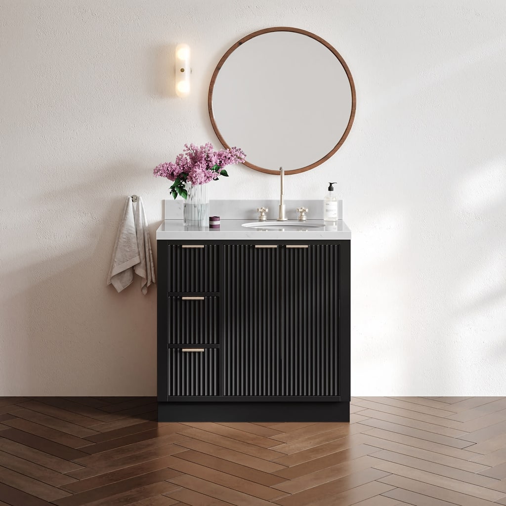 Ariel P36RCQOVO Milan 36" Free Standing Single Oval Basin Vanity Set