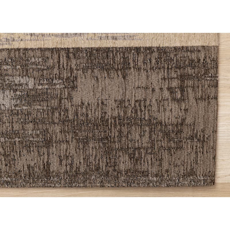 Kylie Collection - Distressed Brush Strokes Brown Black Area Rug