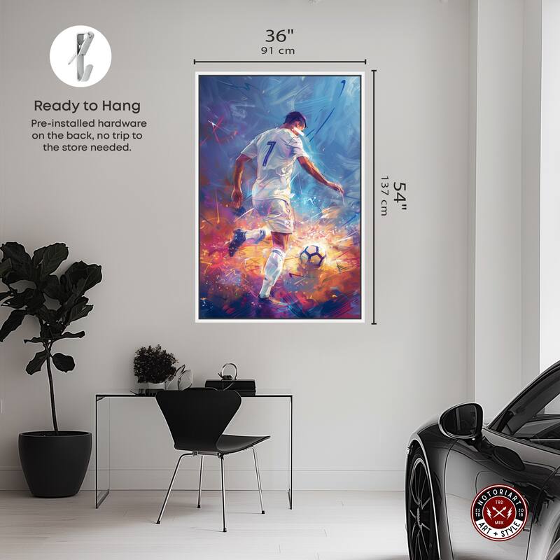 Notoriart Bold And Colorful Soccer Player Ii Framed Soccer 1 Piece Canvas Wall Art