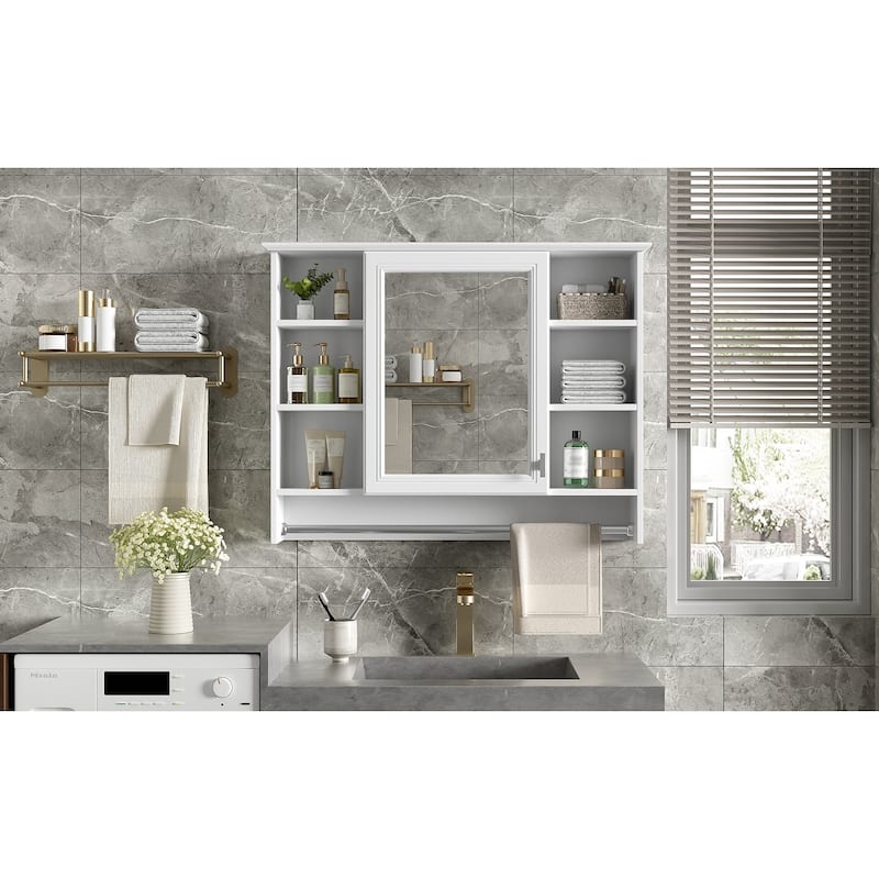 3-in-1 Bathroom Mirror Cabinet, 36-inch Wall Mounted Medicine Cabinet with Adjustable Shelf & Soft Close Door