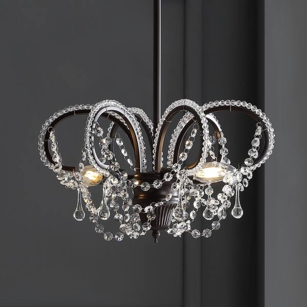 slide 1 of 11, Austen 16" Metal/Crystal LED Adjustable Chandelier, Oil Rubbed Bronze by JONATHAN Y