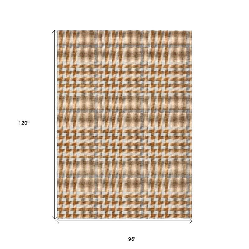 HomeRoots Plaid Transitional Rectangle Outdoor Rug