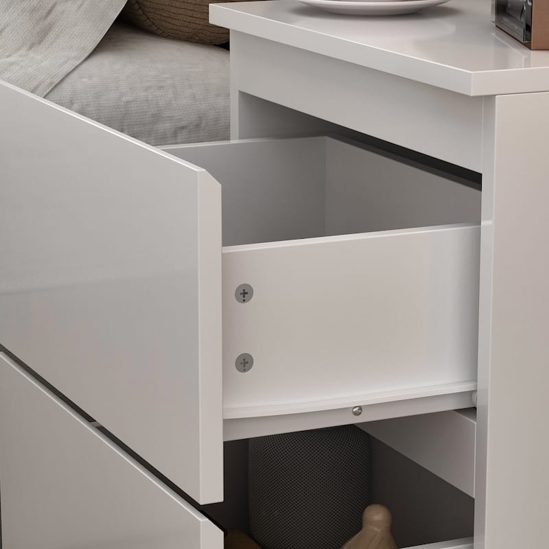 Nightstand Bedside Table Wood 2-Drawer End Table White/Brown