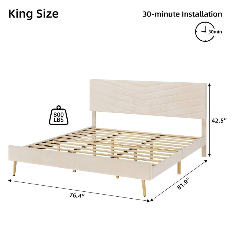 Bed Frame with Adjustable Headboard