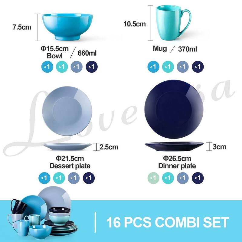 LOVECASA 16-Piece Porcelain Dinnerware Set (Service for 4)