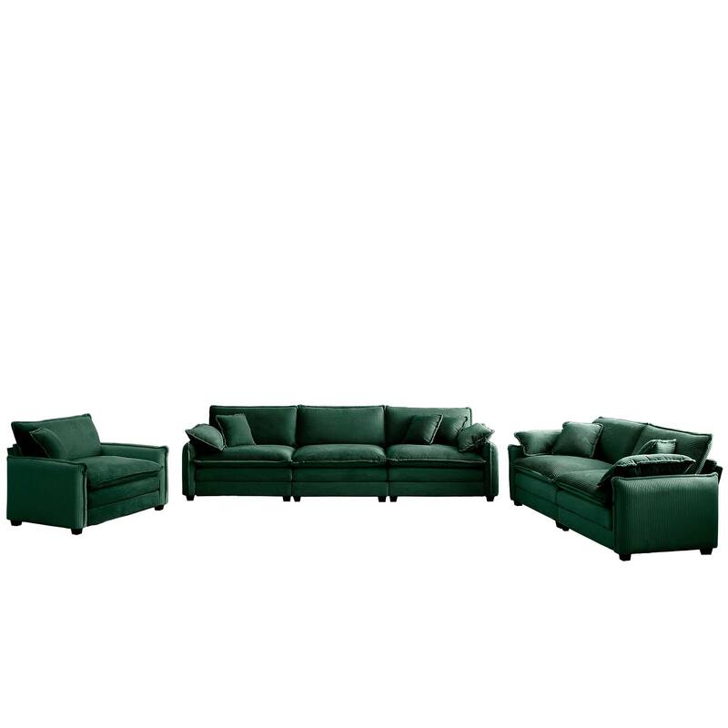 Roomfitters 3-Piece Modular Corduroy Sectional Sofa, Oversized 6-Seat Set with Memory Foam