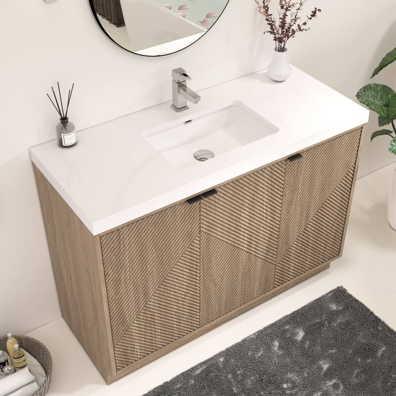 Milano 48" Freestanding Bathroom Vanity with White Acrylic Sink