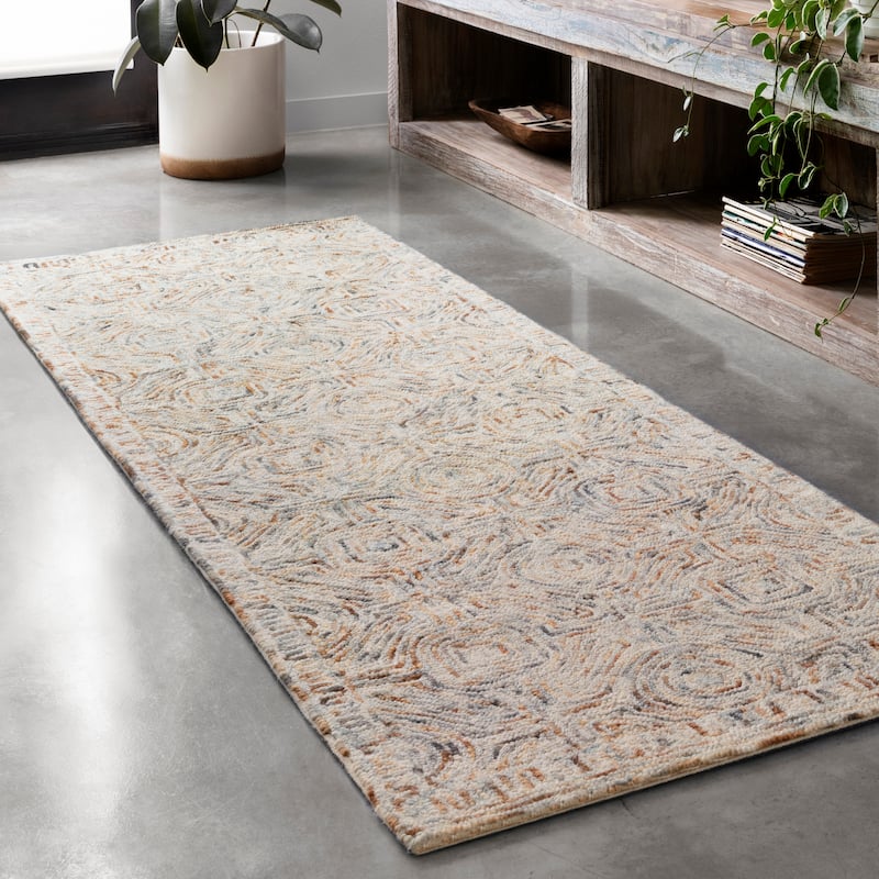 Alexander Home Aspen Rugged Hand-tufted Contemporary Wool Rug - 2'6" x 9'9" - RUST/CREAM - Rectangle