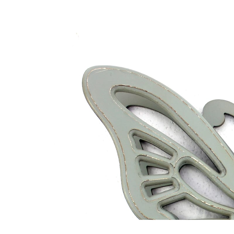 Set of 2 Wooden Butterfly Wall Plaque with Cutout Detail, Light Gray
