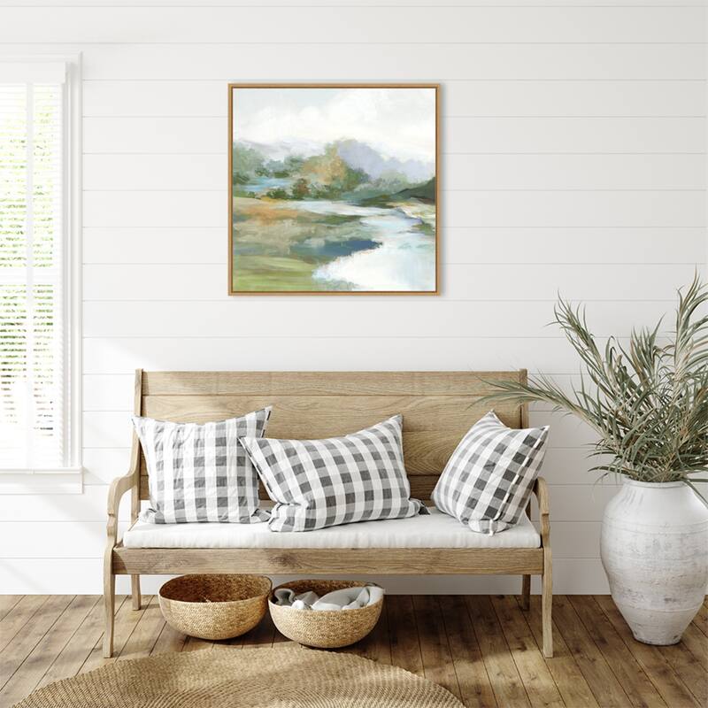 Gentle Hills and Flowing Stream by PI Studio (30 x 30 in.), Framed Canvas Wall Art Print