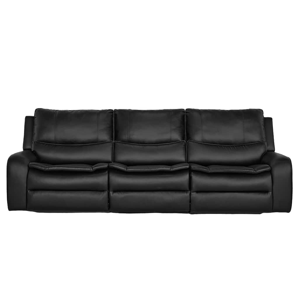 113" W Faux Leather Dual-Power Oversized Width Seat Sofa with Ajustable Headrest, USB & USB-C Charging