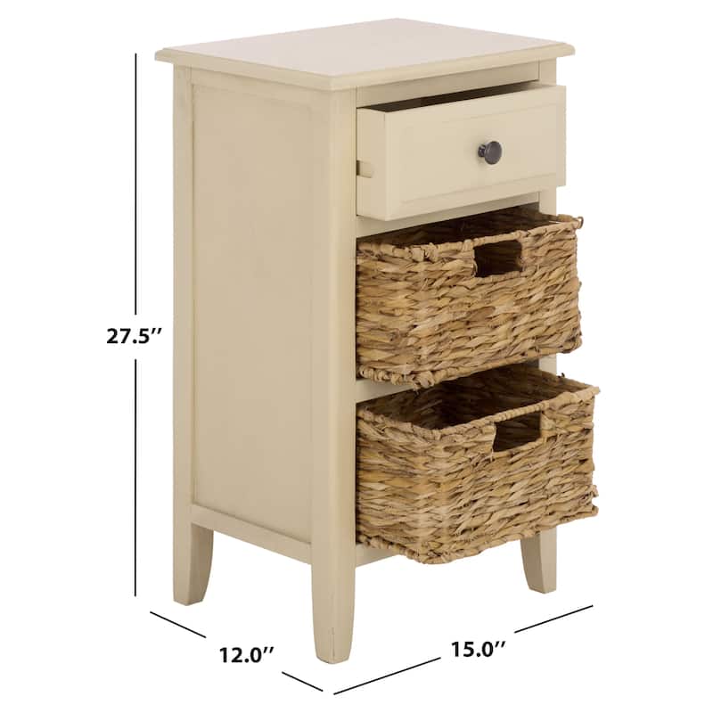 SAFAVIEH Helma Distressed Black Drawer Storage Side Table - 15" x 11.8" x 27.6" - 15"W x 12"D x 26"H