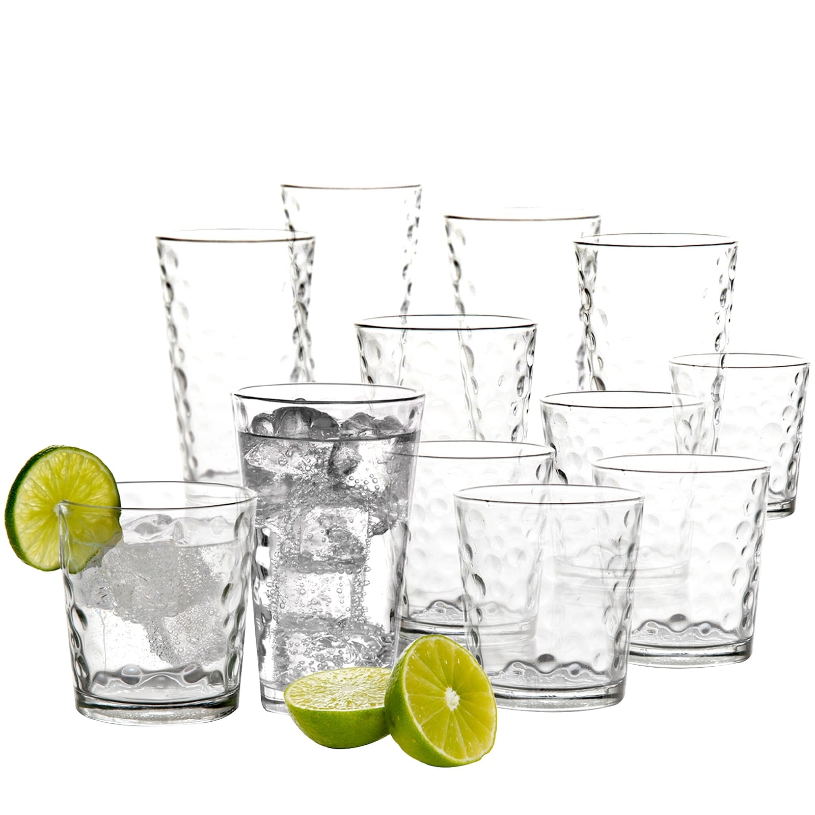 Gibson Great Foundations 16 Piece Bubble Glass Tumbler Set