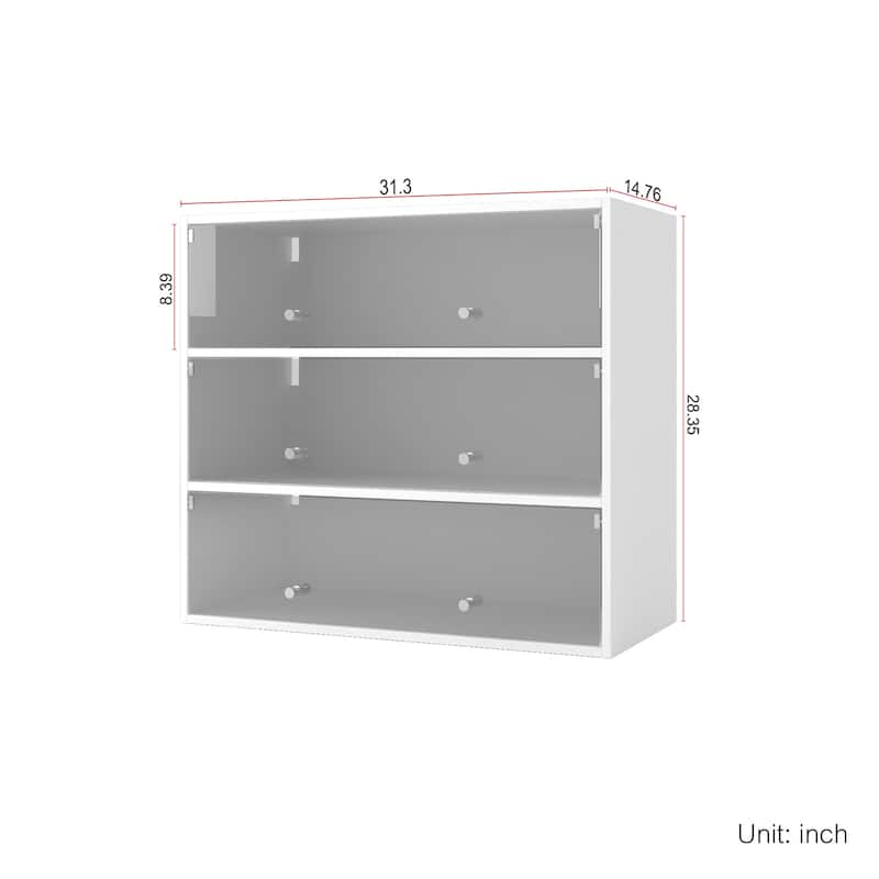 Shoe Storage Box Cabinet with RGB LED Lighting, Glass Door Sneakers Shoe Display Case, Stackable Design for Bedroom, Hallway