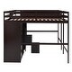 preview thumbnail 5 of 7, Espresso Double Twin Size Solid Pine Wood Loft Bed with 2 Wardrobes and Storage Staircase, Full-Length Guardrail