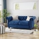 preview thumbnail 12 of 21, Somerville Polyester Chesterfield Loveseat by Christopher Knight Home Navy blue