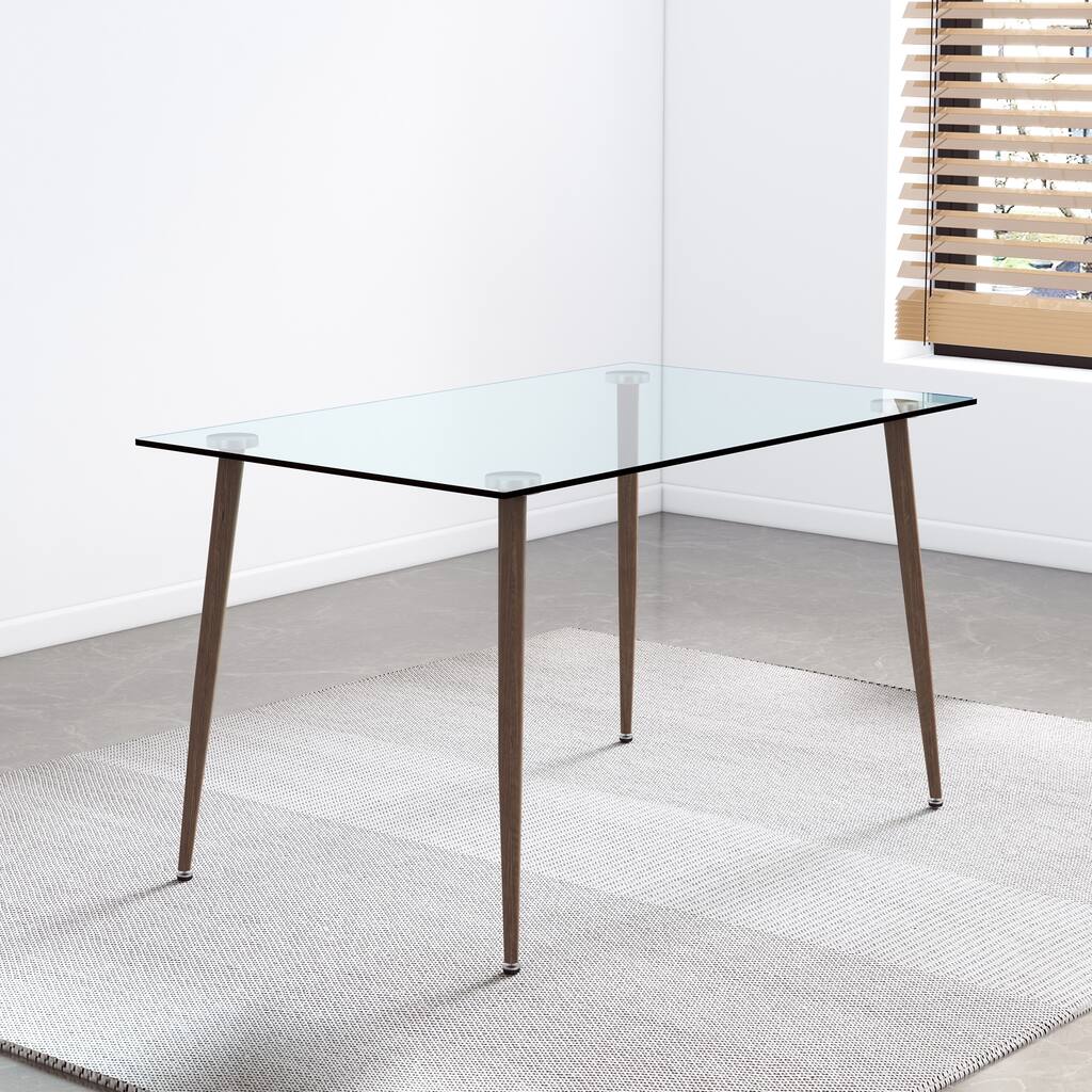 Modern Rectangular Glass Dining Table for 4-6