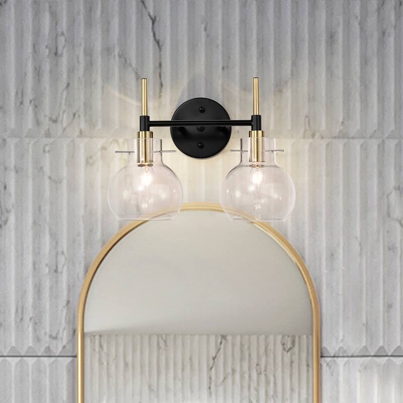 14 Inch Clear Glass Design Wall Sconces with 2 Light (SOLD AS A PAIR)