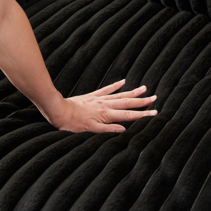 L-Shaped Modular Sectional Sofa with Ottoman, Oversized Corduroy Upholstered Sofa, 4-Seater Sofa with Cup Holders & Charge Port