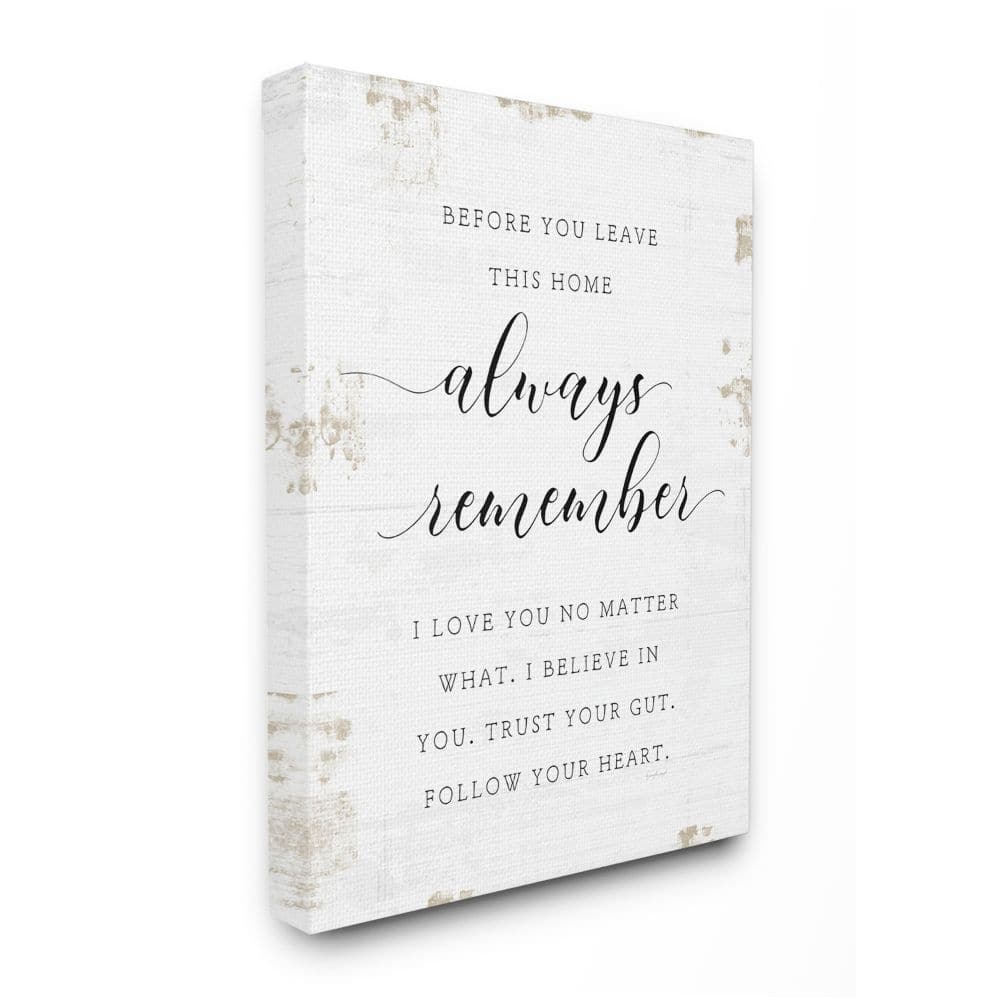 Stupell Always Follow Your Heart Phrase Country Home Charm Canvas Wall Art - Black