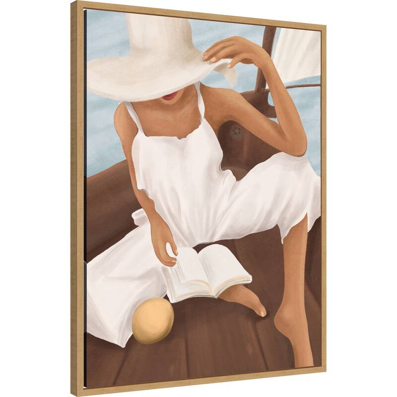 Summer Reading No. 1 by City Art (23 x 30 in.), Framed Canvas Wall Art Print