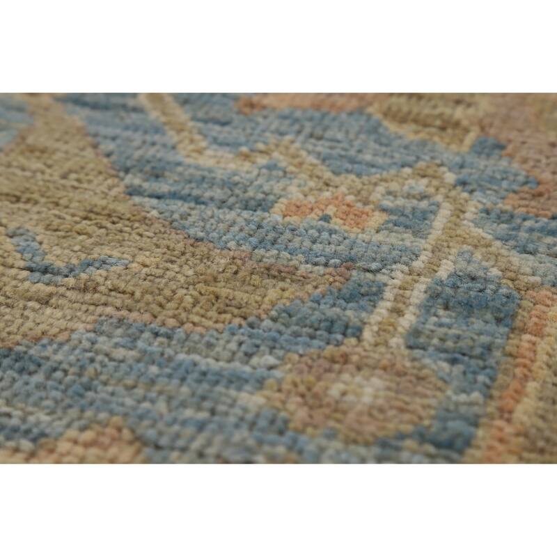 Hand Knotted Oriental 100% Wool Carpet Transitional Medallion Yellow & Gold Oushak Area Rug - 12' 1'' X 8' 10''