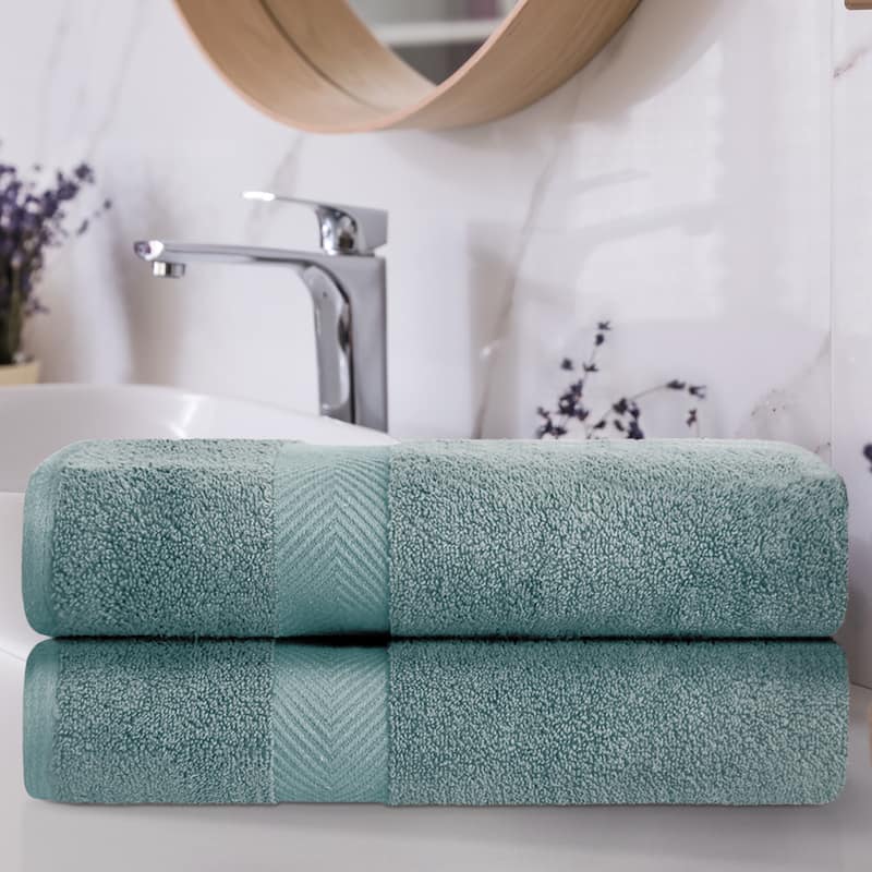 Superior Soft Oversize Zero Twist Cotton Bath Sheets (Set of 2) - Jade