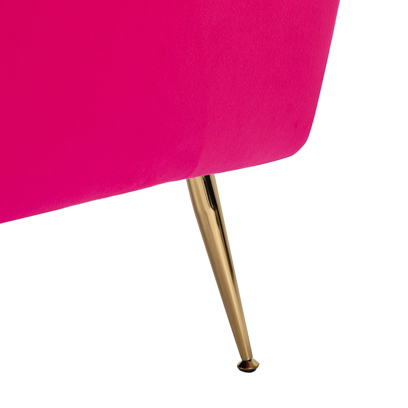 1ida Modern Velvet Tufted Padded Cushion Armchair with Golden Metal Legs by HULALA HOME