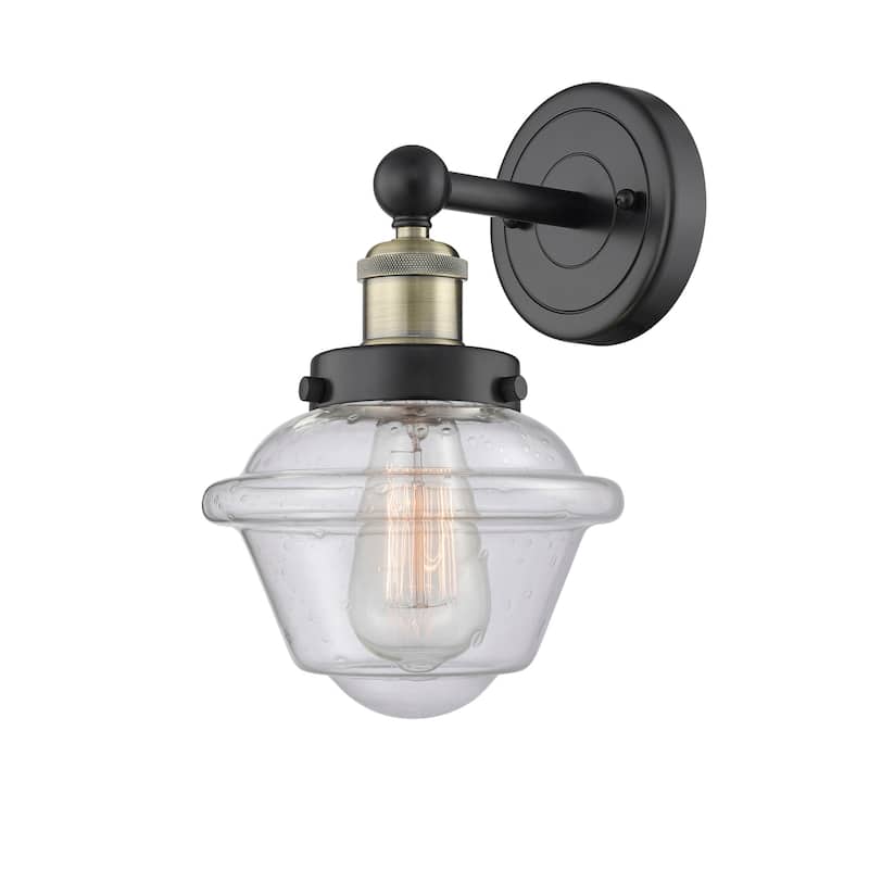Innovations Lighting 616-1W-10-7 Oxford Sconce Oxford 10" Tall Wall - Black Antique Brass / Seedy