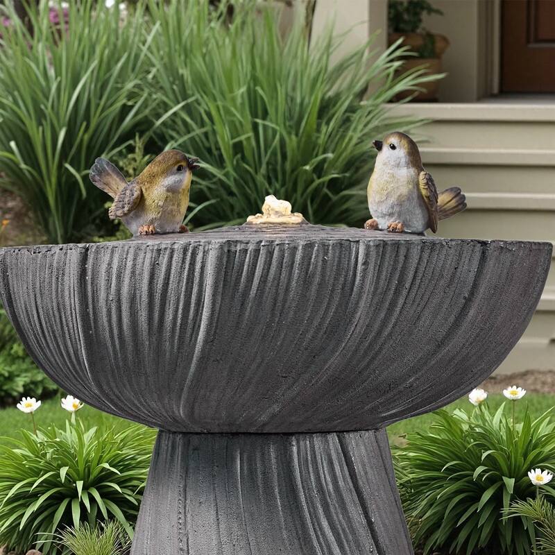 28.35" Outdoor Polyresin Bird Fountain – Elegant Garden Decor