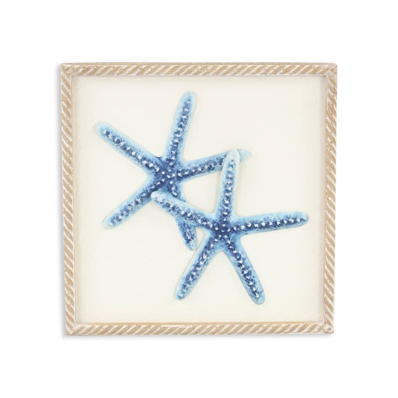 Coralia Blue Metal Starfish Relief Wall Art - Blue