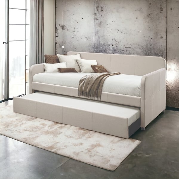 slide 2 of 12, Jagger Daybed & Trundle (Twin Size) in Fog Fabric Beige