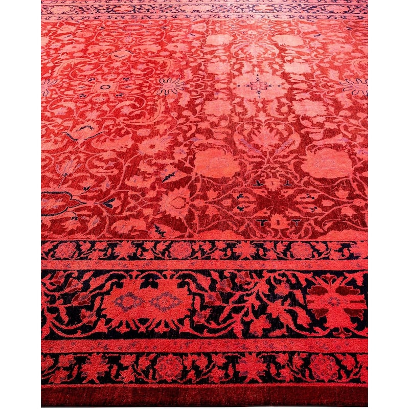 Overton Hand Knotted Wool Vintage Inspired Modern Contemporary Overdyed Pink Square Area Rug - 10' 1" x 10' 10"